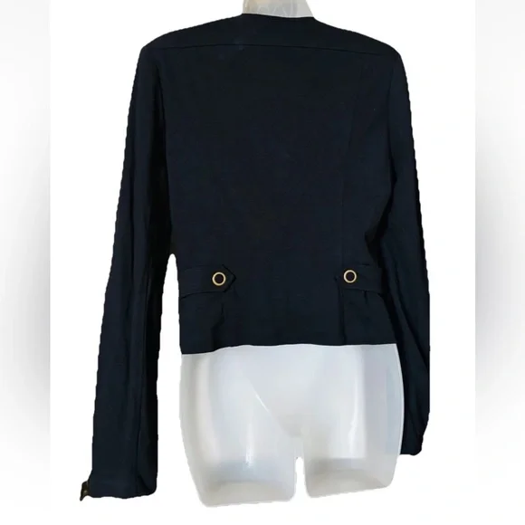 CAbi #615 Moto Blazer Jacket Womens Size S Black Ponte Knit Asymmetrical Zip - Picture 3 of 11